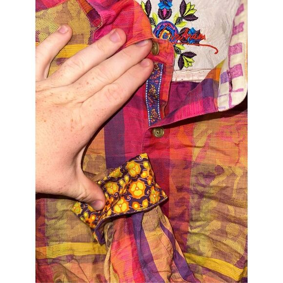 Robert Graham Kaukura Luzon Long Sleeve Button Up Shirt Linen Blend Large Plaid - Picture 3 of 4